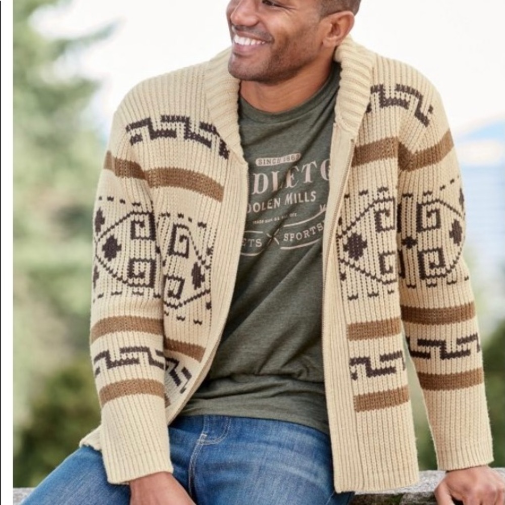 Big Lebowski The Dude Jeffrey Wool Blend Westerley Zip Cardigan Sweater Sz Small